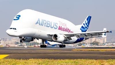 The Airbus Beluga Super Transporter made its first appearance at Mumbai Airport on Tuesday. (Twitter/@CSMIA_Official) The Airbus Beluga Super Transporter made its first appearance at Mumbai Airport on Tuesday. (Twitter/@CSMIA_Official)