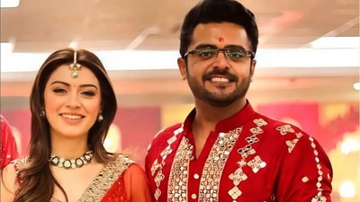 Hansika Motwani and Sohael Kathuriya at the Mata Ki Chowki. Hansika Motwani and Sohael Kathuriya at the Mata Ki Chowki.