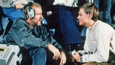 James Cameron and Leonardo DiCaprio on the sets of Titanic. James Cameron and Leonardo DiCaprio on the sets of Titanic.