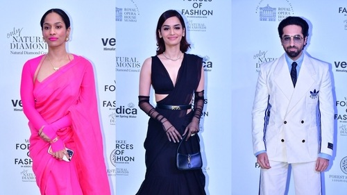 Masaba Gupta, Manushi Chhillar Ayushmann Khurrana in Mumbai. (Varinder Chawla) ((Varinder Chawla)) Masaba Gupta, Manushi Chhillar Ayushmann Khurrana in Mumbai. (Varinder Chawla) ((Varinder Chawla))