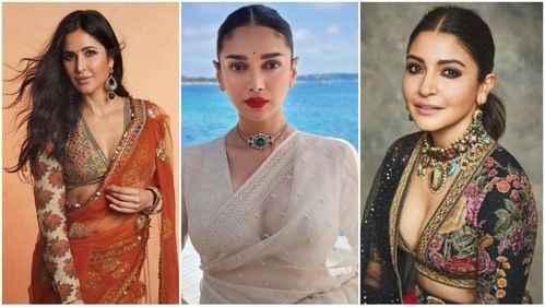 If you want to wear a saree to a cocktail party, a deep V-neck is the best option. (Instagram)
