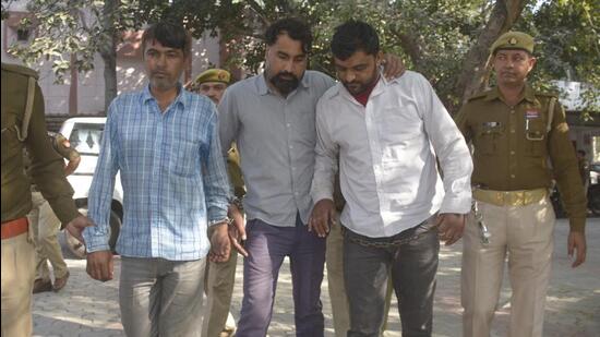 Ghaziabad Police arrested the 3 alleged suspects for the killing an 11-year-old girl on Wednesday. (Sakib Ali/HT Photo)