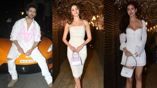Kartik Aaryan's 32nd birthday party: Ananya Panday and Disha Patani attend bash in white outfits.