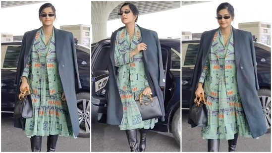Sonam Kapoor puts a classy twist to airport fashion in a winter-ready chic layered outfit. (Instagram) Sonam Kapoor puts a classy twist to airport fashion in a winter-ready chic layered outfit. (Instagram)