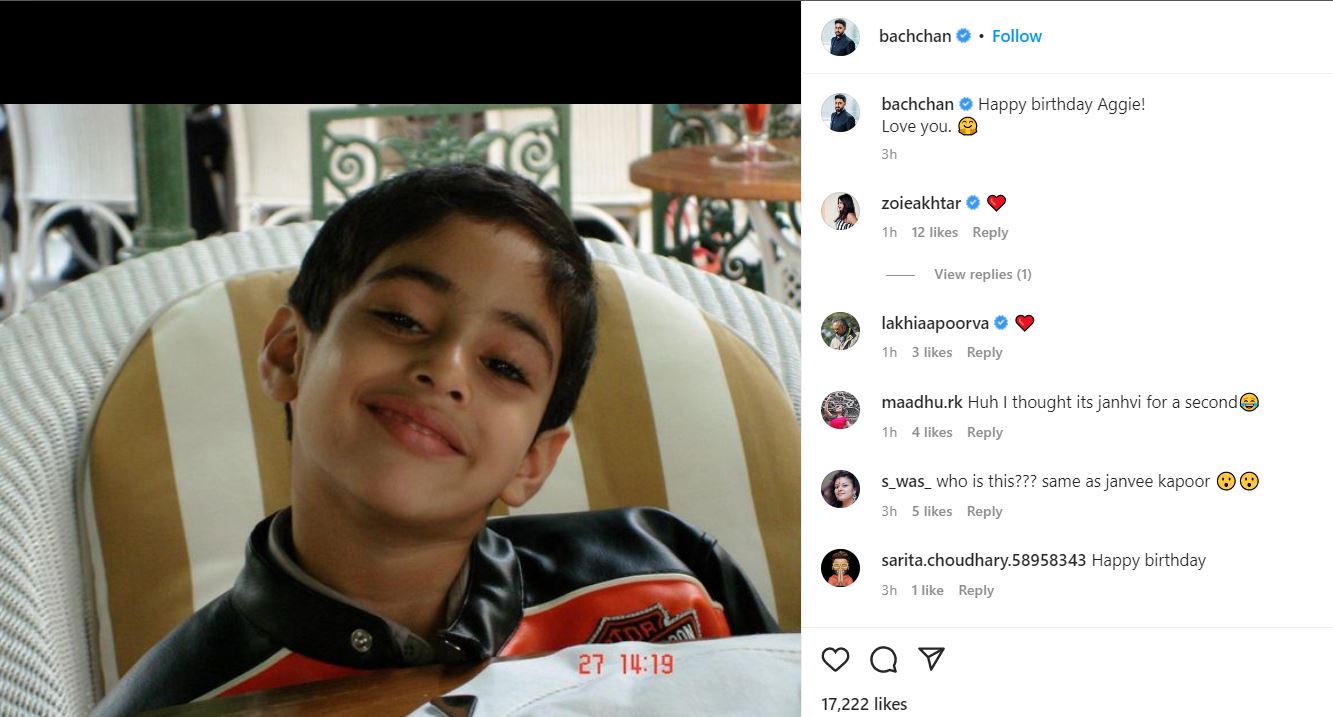 A glimpse of Abhishek Bachchan's post for Agastya.