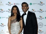 Britain's Chancellor of the Exchequer Rishi Sunak (R) poses with his wife Akshata Murty.(AFP) Britain's Chancellor of the Exchequer Rishi Sunak (R) poses with his wife Akshata Murty.(AFP)