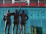 General view of the United Trinity statue outside Old Trafford 
