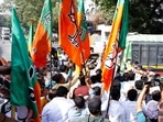 In a video shared by BJP Gujarat, some individuals ostensibly of foreign origin can be seen campaigning for the saffron party. (HT FILE PHOTO) In a video shared by BJP Gujarat, some individuals ostensibly of foreign origin can be seen campaigning for the saffron party. (HT FILE PHOTO)