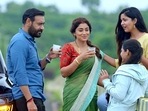 Drishyam 2 box office: A still from the film featuring Ajay Devgn with Shriya Saran and Ishita Dutta. Drishyam 2 box office: A still from the film featuring Ajay Devgn with Shriya Saran and Ishita Dutta.