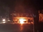 Protesters reportedly hurled stones and petrol bombs at police forces deployed to calm tensions.(Source: Twitter)