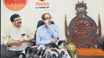 Mumbai, India - Nov 24, 2022 : Maharashtra EX CM and Shiv Sena Chief Uddhav Thackeray taking a Press Conference today at Matoshree, Bandra, in Mumbai, India, on Thursday, Nov 24, 2022. (Photo by Vijay Bate/HT Photo) Mumbai, India - Nov 24, 2022 : Maharashtra EX CM and Shiv Sena Chief Uddhav Thackeray taking a Press Conference today at Matoshree, Bandra, in Mumbai, India, on Thursday, Nov 24, 2022. (Photo by Vijay Bate/HT Photo)