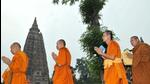 Buddhist monks offer prayers at Mahabodhi temple in Bodh Gaya. (HT file) Buddhist monks offer prayers at Mahabodhi temple in Bodh Gaya. (HT file)