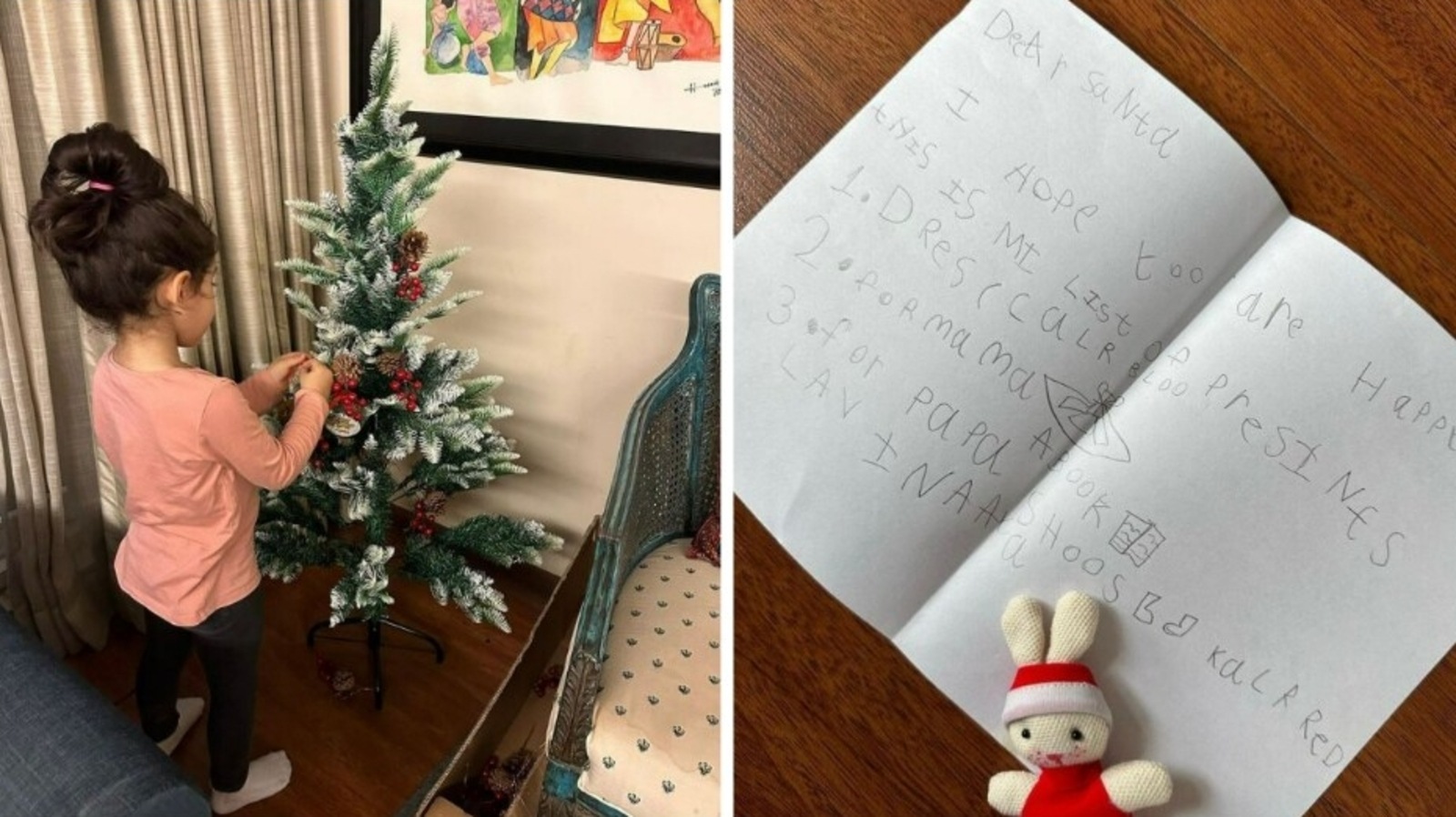 Soha Ali Khan’s daughter Inaaya Naumi Kemmu writes a letter to Santa ahead of Christmas