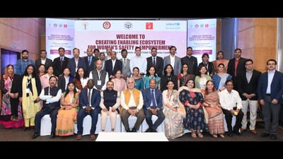 UP chief secretary DS Mishra ( in yellow half jacket) and other participants in the conference. (Pic for representation) UP chief secretary DS Mishra ( in yellow half jacket) and other participants in the conference. (Pic for representation)