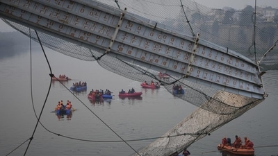 Morbi bridge collapse (Source: AP) (HT_PRINT) Morbi bridge collapse (Source: AP) (HT_PRINT)