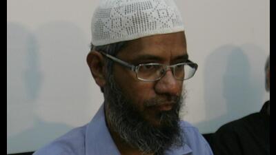 India said on Thursday it has raised with Qatar the issue of fugitive Islamic preacher Zakir Naik following reports that he was in the West Asian country for the FIFA World Cup. (HT file) India said on Thursday it has raised with Qatar the issue of fugitive Islamic preacher Zakir Naik following reports that he was in the West Asian country for the FIFA World Cup. (HT file)