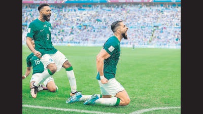 Saleh Al-Shehri after scoring the equaliser against Argentina on Tuesday. (AFP) Saleh Al-Shehri after scoring the equaliser against Argentina on Tuesday. (AFP)