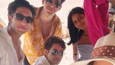 Agastya Nanda's co-actor Tara Sharma Saluja shares picture with The Archies team to wish him on birthday. Agastya Nanda's co-actor Tara Sharma Saluja shares picture with The Archies team to wish him on birthday.