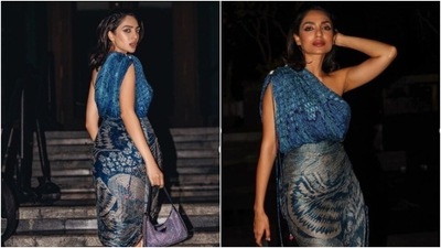 Sobhita Dhulipala, for Ponniyin Selvan success party, wore this saree dress (Instagram/@sobhitad) Sobhita Dhulipala, for Ponniyin Selvan success party, wore this saree dress (Instagram/@sobhitad)