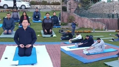 A yoga camp was organized at the Academy's Kalindi Ground and on this occasion, various asanas of yoga were performed. (ANI) A yoga camp was organized at the Academy's Kalindi Ground and on this occasion, various asanas of yoga were performed. (ANI)