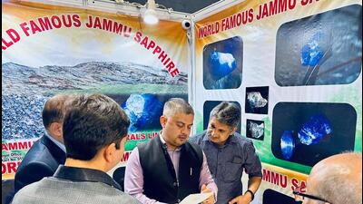 Secretary, mining department, Amit Sharma at the stall of ‘Jammu Sapphire’ in IITF, New Delhi. (HT Photo) Secretary, mining department, Amit Sharma at the stall of ‘Jammu Sapphire’ in IITF, New Delhi. (HT Photo)