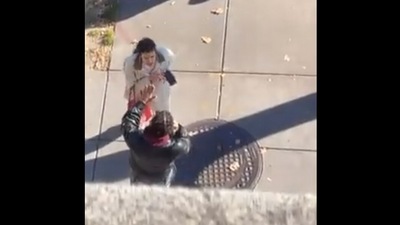 The 60-second video shows the the man and the woman standing on the pavement in what seems to be a residential neighbourhood. (Twitter/WashProbs)