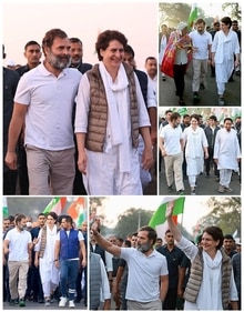 Bharat Jodo Yatra in Madhya Pradesh joined by Priyanka Gandhi Vadra, as well as her husband Robert Vadra and son. (source: Twitter/@RahulGandhi)