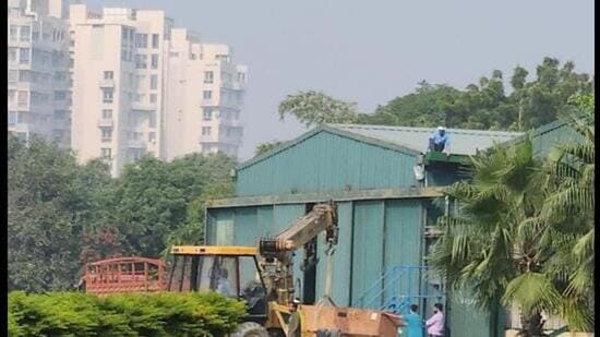 After the High Court order, the illegal helipad at Jaypee Greens in Greater Noida has been demolished.