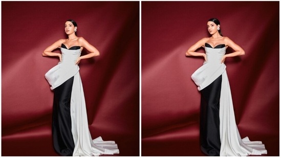 Nora Fatehi is always on the go to impress the fashion gods with her sartorial wardrobe choices. Her Instagram handle is a one-stop shop for all fashion enthusiasts looking for style tips. In her latest post, the dancing queen upped her glam quotient and stunned in a black and white gown.(Instagram/@norafatehi)