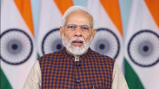 Prime Minister Narendra Modi addressing the Goa Rozgar Mela. (ANI)