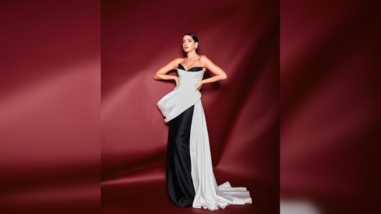 Nora Fatehi's gown is a creation of international designer Mark Bumgarner, known for his bridal wear.(Instagram/@norafatehi)