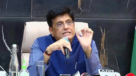 Union Minister for Commerce & Industry, Consumer Affairs, Food & Public Distribution and Textiles, Piyush Goyal addressing a press conference.(ANI file)