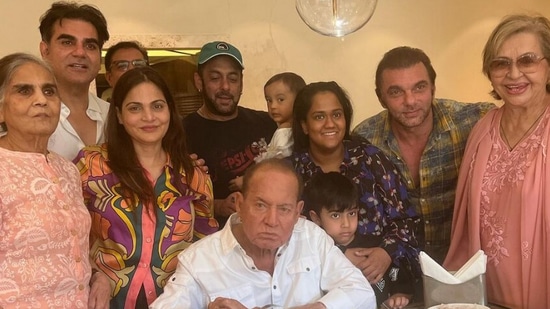 Khan family celebrates Salim Khan's birthday with family lunch at home.