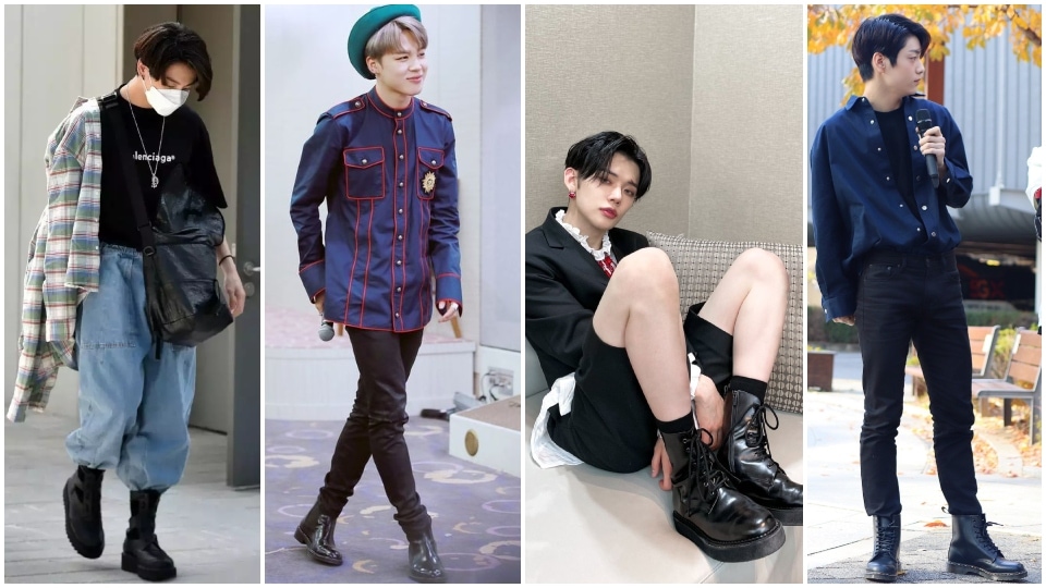 BTS' Jungkook and Jimin and TXT's Yeonjun and Soobin rocking Chelsea boots. (Instagram, Pinterest)