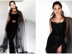 Tamannaah Bhatia recently attended the star-studded Vogue Forces Of Fashion event in Mumbai in her ultimate glamorous avatar. For the occasion, the Entertainment actor donned a unique black Manish Malhotra saree.(Instagram/@tamannaahspeaks)