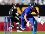 Shreyas Iyer top-scored with 80 off 76 balls for India in the match against New Zealand. Shreyas Iyer top-scored with 80 off 76 balls for India in the match against New Zealand.