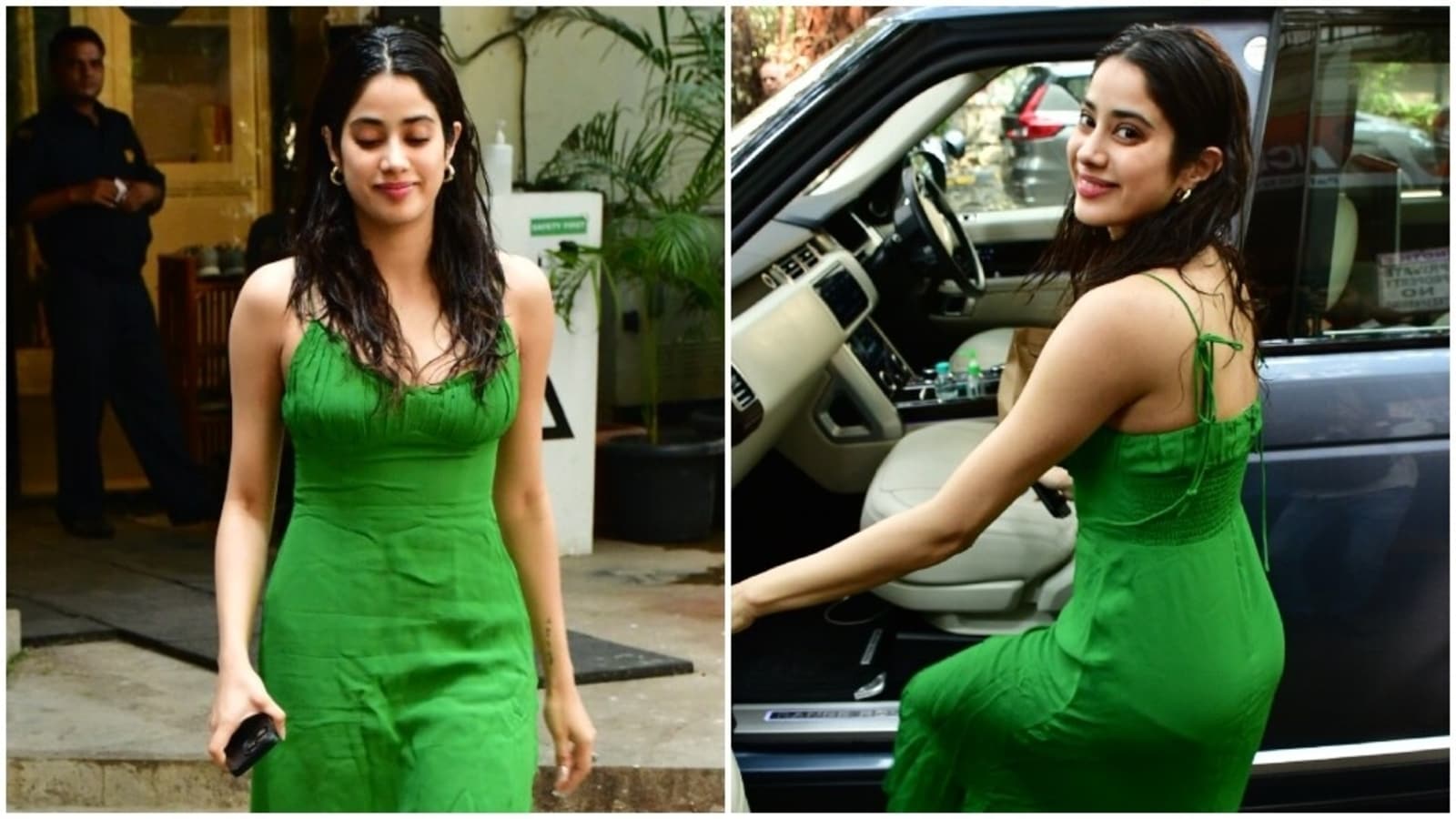 Janhvi Kapoor looks beautiful as she chooses strappy green midi dress after her workout at the gym