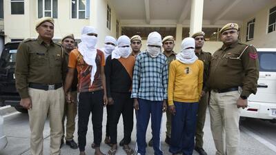 Gurugram, India-November 25: A team from sector-93 police station arrested the five accused in a case of loot and robbery at Gurugram-Pataudi road, in Gurugram, India, on Friday, 25 November 2022. (Photo by Parveen Kumar/Hindustan Times)(Pic to go with Debashish's story)