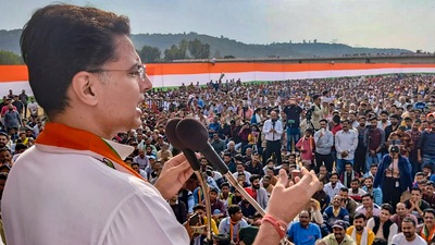 Congress leader Sachin Pilot campaigning in Nurpur in Kangra. (PTI/ File photo)
