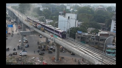 The Maha-Metro on Friday successfully carried out a 2.74 km trial run from Garware college metro station to Civil court metro station. (HT PHOTO)