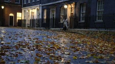UK-China: Fallen leaves lie in Downing Street in London. (AP) UK-China: Fallen leaves lie in Downing Street in London. (AP)