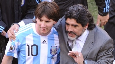 File photo of Argentina legend Diego Maradona with Lionel Messi (AFP) File photo of Argentina legend Diego Maradona with Lionel Messi (AFP)