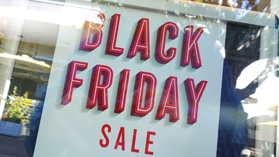 A Black Friday sale sign is seen at a shopping mall in San Diego, California. (Reuters)