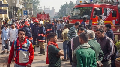 "This incident of fire in Bhagirath Palace market of Chandni Chowk late last night is very sad. Since last night, the fire brigade personnel are working hard to douse the flames. I am taking information about this from district administration," Delhi Chief Minister Arvind Kejriwal said as he expressed his grief over the incident. (PTI)