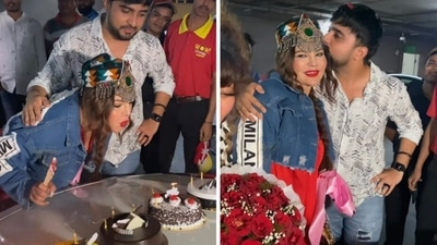 Rakhi Sawant celebrates her birthday with boyfriend Adil Khan. Rakhi Sawant celebrates her birthday with boyfriend Adil Khan.