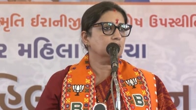 Union minister Smriti Irani at an election rally in Surat (ANI)