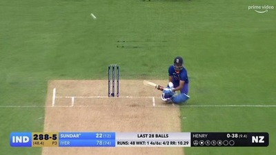 Washington Sundar's unbelievable lap shot Washington Sundar's unbelievable lap shot
