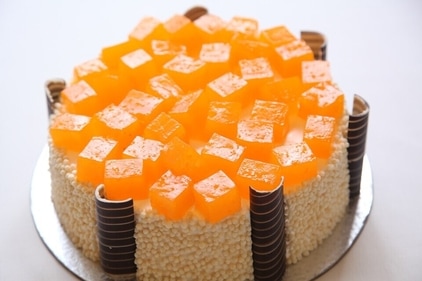 Mango Orange Liqueur Cheesecake with sugar ball Mango Orange Liqueur Cheesecake with sugar ball