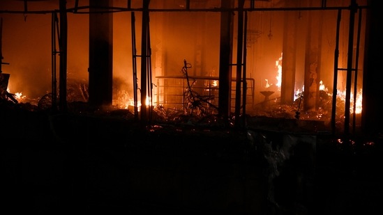 The fire initially broke out in one shop and then soon spread to the adjacent ones, all dealing in supplying electrical appliances, officials said.(ANI)