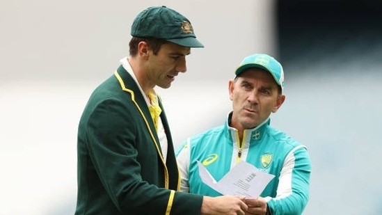 Former Australia head coach Justin Langer(right) with Pat Cummins(getty images)